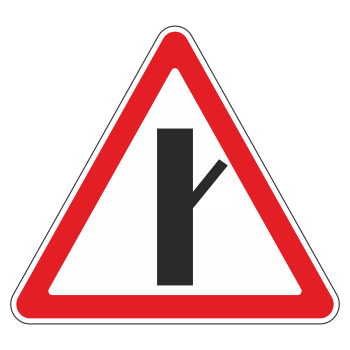 Дорожный знак 2.3.4 «Примыкание второстепенной дороги справа» (металл 0,8 мм, II типоразмер: сторона 900 мм, С/О пленка: тип А инженерная)